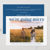 Faire-part Mariage Micro Réduit Photo Bleu Classique (Devant / Derrière)