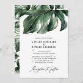 Faire-part Mariage minimal moderne à motif de feuilles de pal (Devant / Derrière)