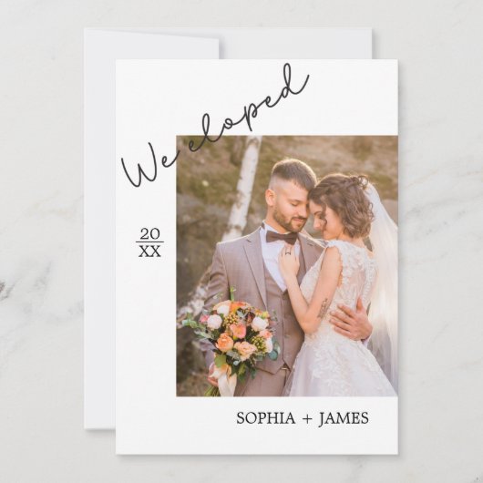 Faire-part Mariage minimaliste d'Elopement photo (Devant)