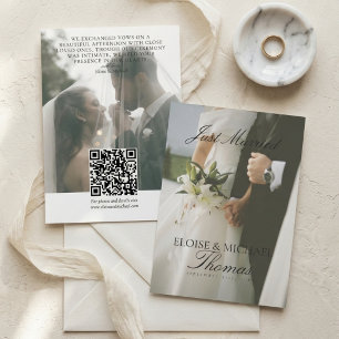 Faire-part Mariage Minimaliste Just Married 2 Photo QR Code