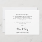 Faire-part Mariage minimaliste manuscrit Love is patient (Dos)