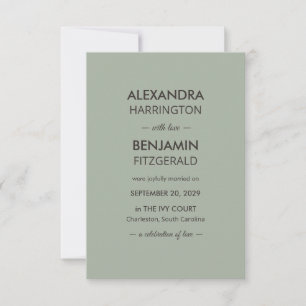 Faire-part Mariage Minimaliste Moderne Vert Sauge Intempore