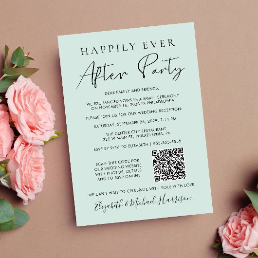 Faire-part Mariage Mint Création de Code QR de Photo Après Ch