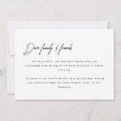 Faire-part Mariage moderne avec texte 'Juste Mariés' (Dos)