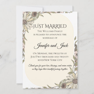 Faire-part Mariage Moderne Boho Fleur Sauvage Art en Ligne Te