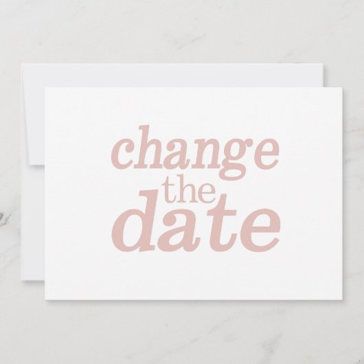 Faire-part Mariage Moderne Changement de Date Rose Reporté (Devant)