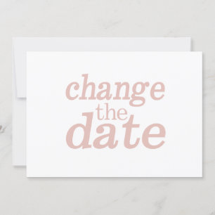 Faire-part Mariage Moderne Changement De Date Rose Reporté
