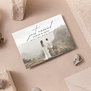 Faire-part Mariage moderne code QR 3 photos juste mariés