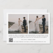 Faire-part Mariage moderne code QR photo 3 juste mariés (Dos)