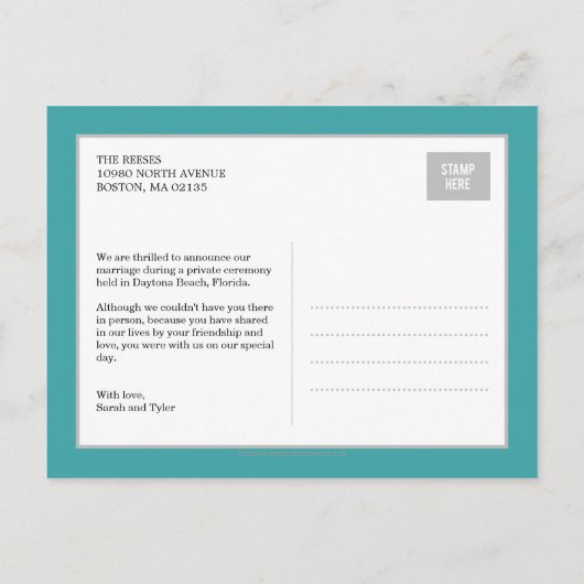 Faire-part Mariage moderne de palmiers (Dos)