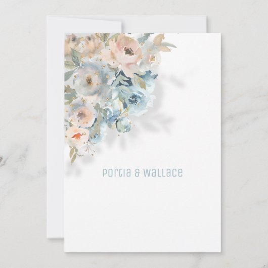 Faire-part Mariage moderne Sparkling Peach Blush & Dusty (Dos)