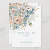 Faire-part Mariage moderne Sparkling Peach Blush & Dusty (Devant / Derrière)