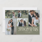 Faire-part Mariage multiphoto Sage Green Newlyweds (Devant)