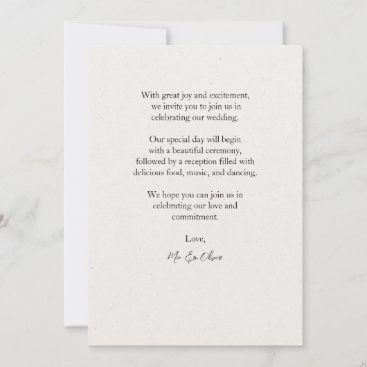 faire-part mariage " Nous Avons Mis Le Noeud " (Dos)