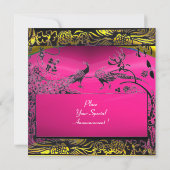 Faire-part MARIAGE OISEAUX DE L'AMOUR MONOGRAMME noir jaune r (Dos)