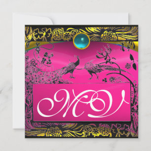 Faire-part MARIAGE OISEAUX DE L'AMOUR MONOGRAMME noir jaune r