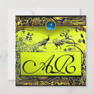 Faire-part MARIAGE OISEAUX DE L'AMOUR MONOGRAMME noir topaze