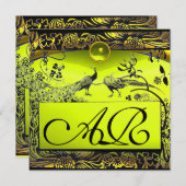 Faire-part MARIAGE OISEAUX DE L'AMOUR MONOGRAMME noir topaze  (Devant / Derrière)