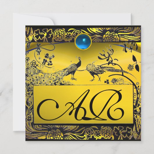 Faire-part MARIAGE OISEAUX DE L'AMOUR MONOGRAMME topaze noir  (Devant)