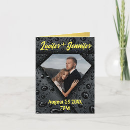 Faire-part Mariage Personnalisé Moderne Élégant Diamant Doré