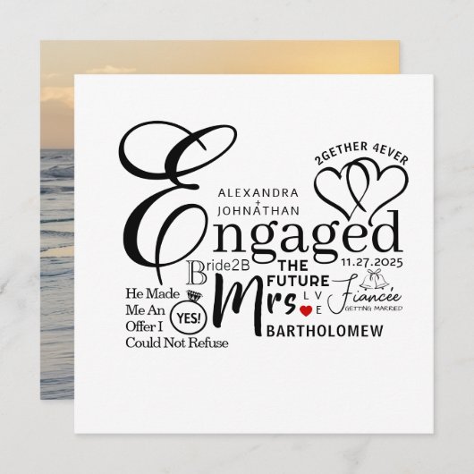 Faire-part Mariage photo Collage engagé (Devant / Derrière)