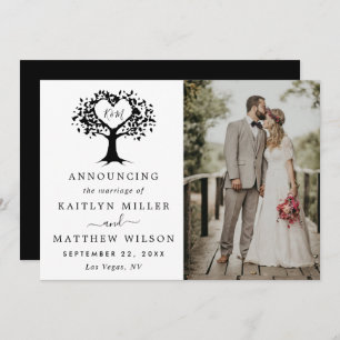 Faire-part Mariage photo d'arbre cardiaque moderne
