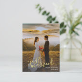 Faire-part Mariage photo juste marié Gold Script superpositio (Debout devant)