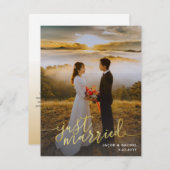 Faire-part Mariage photo juste marié Gold Script superpositio (Devant / Derrière)