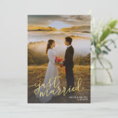 Faire-part Mariage photo juste marié Gold Script superpositio (Debout devant)