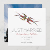 Faire-part Mariage photo Kissing Swallow & Spring Flowers (Devant / Derrière)