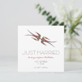 Faire-part Mariage photo Kissing Swallow & Spring Flowers (Debout devant)