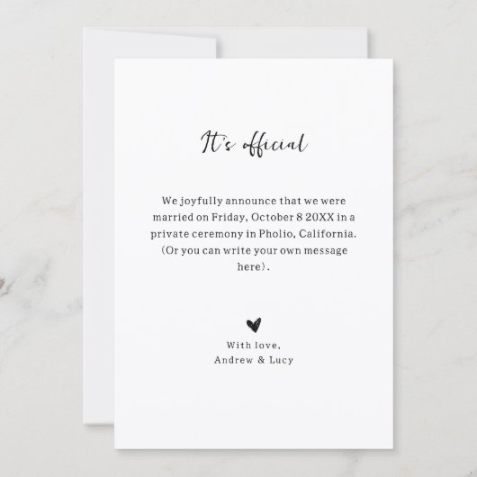 Faire-part Mariage photo moderne  (Dos)