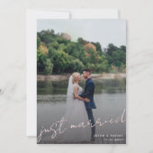 Faire-part Mariage photo rouge foncé juste marié (Devant)