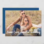 Faire-part Mariage plus petit même amour photo classique bleu (Devant / Derrière)