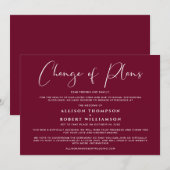 Faire-part Mariage Réduit Changement de Plans Bourgogne (Devant / Derrière)