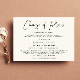 Faire-part Mariage Réduit Changement de Plans Crème