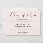 Faire-part Mariage Réduit Changement de Plans Élégant Rose (Devant)