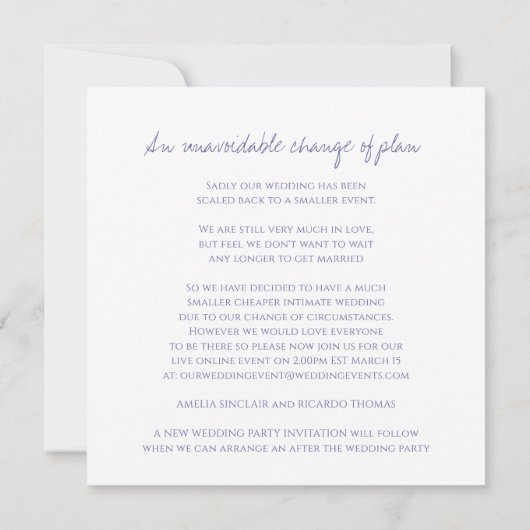 Faire-part mariage réduit feuille monogramme (Dos)