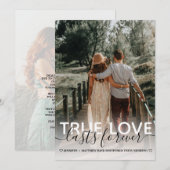 Faire-part Mariage Report de Véritable Amour Typographie Phot (Devant / Derrière)