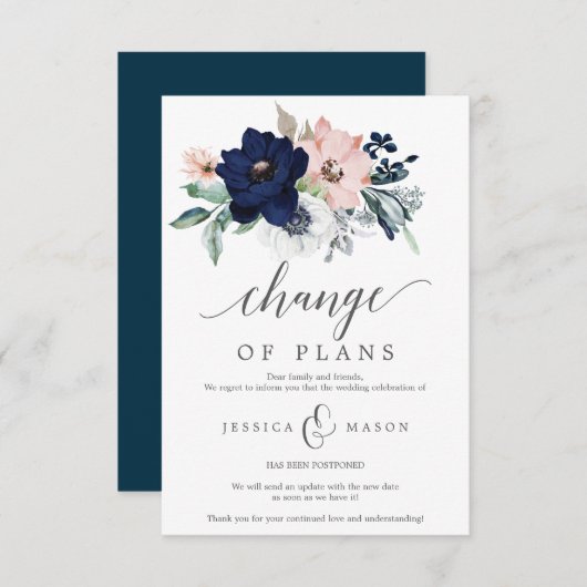 Faire-part Mariage reporté - Annulation (Devant / Derrière)