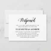 Faire-part Mariage reporté Changement de plans Élégant Script (Devant)