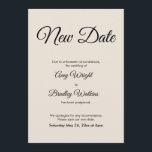 Faire-part Mariage reporté de la nouvelle date de<br><div class="desc">Voici une carte simple pour avertir vos invités s'il est nécessaire de changer votre date de mariage. Utilisez les champs modèles pour ajouter vos détails personnels et faire de ce design élégant et minimaliste votre propre. L'arrière - plan blanc peut être changé à n'importe quelle couleur que vous préférez. Toutes...</div>