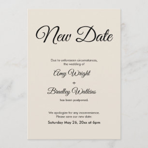 Faire-part Mariage reporté de la nouvelle date de 