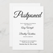 Faire-part Mariage reporté simple et élégant (Devant / Derrière)