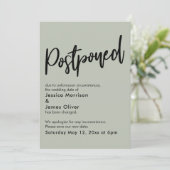 Faire-part Mariage reporté simple Sage Green (Debout devant)