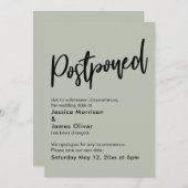 Faire-part Mariage reporté simple Sage Green (Devant / Derrière)