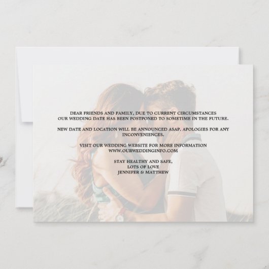 Faire-part Mariage reporté Typographie de l'amour vrai (Dos)