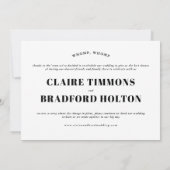 Faire-part Mariage reporté typographique audacieux et effront (Dos)