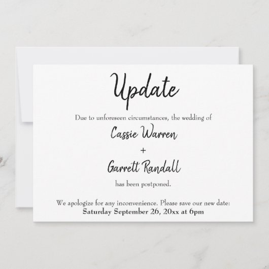 Faire-part Mariage reporté "Update" (Devant)