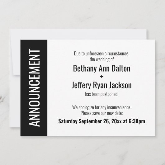 Faire-part Mariage repoussé en gras (Devant)